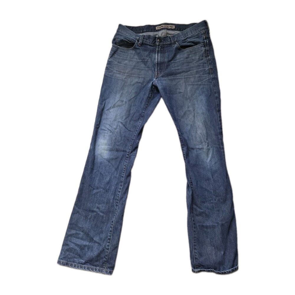 Express Jeans Kingston Classic Fit Bootcut Medium Wash Denim Jeans Mens 34x34